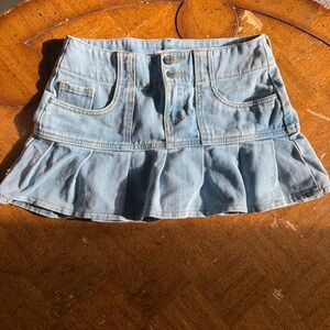 Denim Pleated Miniskirt